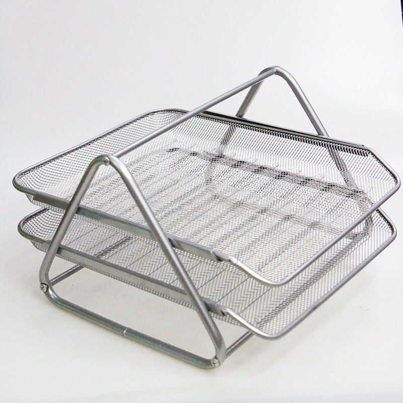 Office Filing Trays Holder A4 Document Letter Paper Wire Mesh Storage 2 Tiers