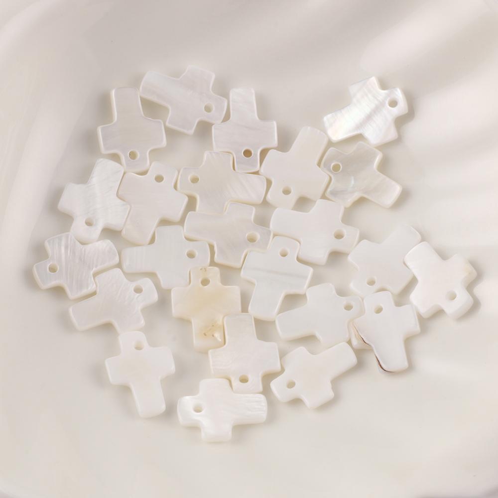 12x10x2 mm Naturalna masa perłowa Biały krzyż Kształty Muszla Koraliki Charms Bransoletka Wisiorek Do DIY Biżuteria Akcesoria do tworzenia biżuterii