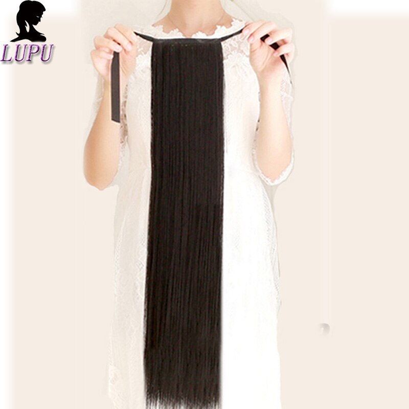 LUPU-coleta de pelo superlarga y recta de 85CM, postizo con cordón, Clip sintético, extensiones de cabello de fibra de alta temperatura