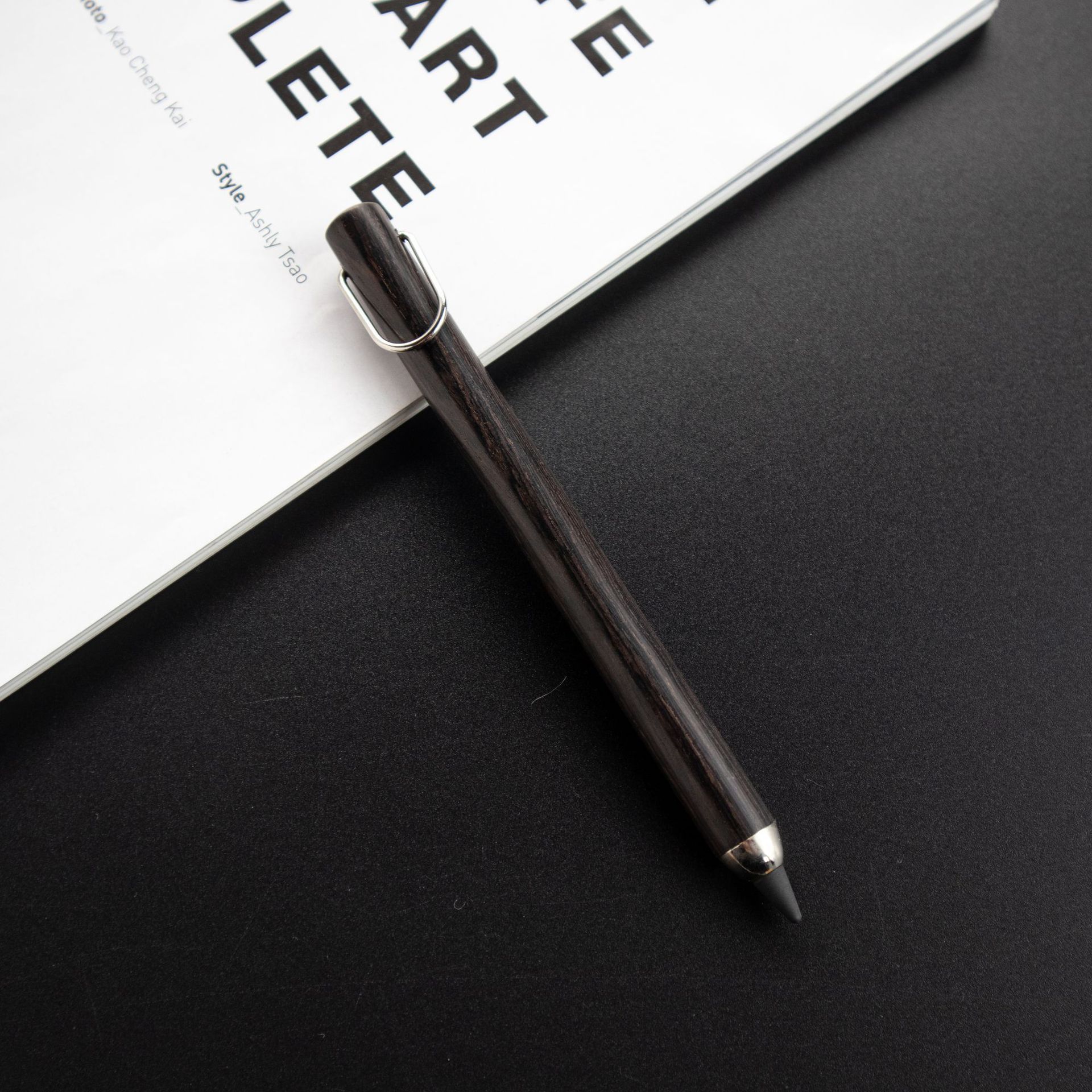 Noble Wooden Permanent Metal Pencil Never Old Not Need Ink Pen Not Finish Pen Stationery 3 Colors Office For School: Ebony 3319