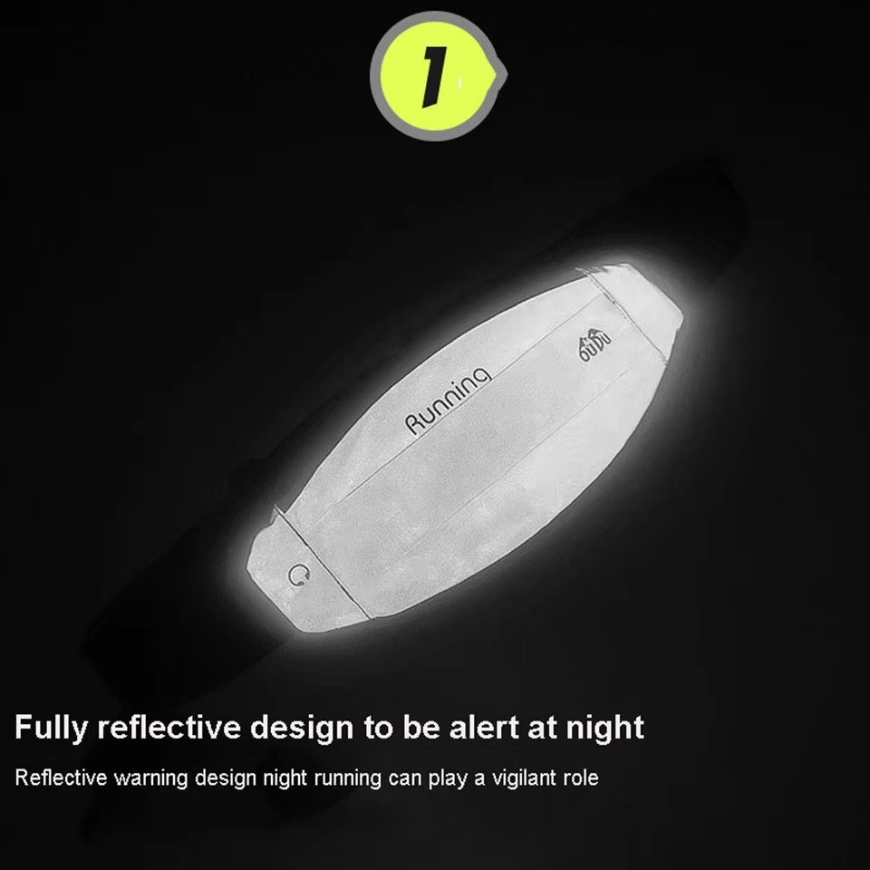 Kokossi reflekterende lommer sportsveske løpeveske mobiltelefonveske holder utendørs midjeveske belter vanntett veske unisex