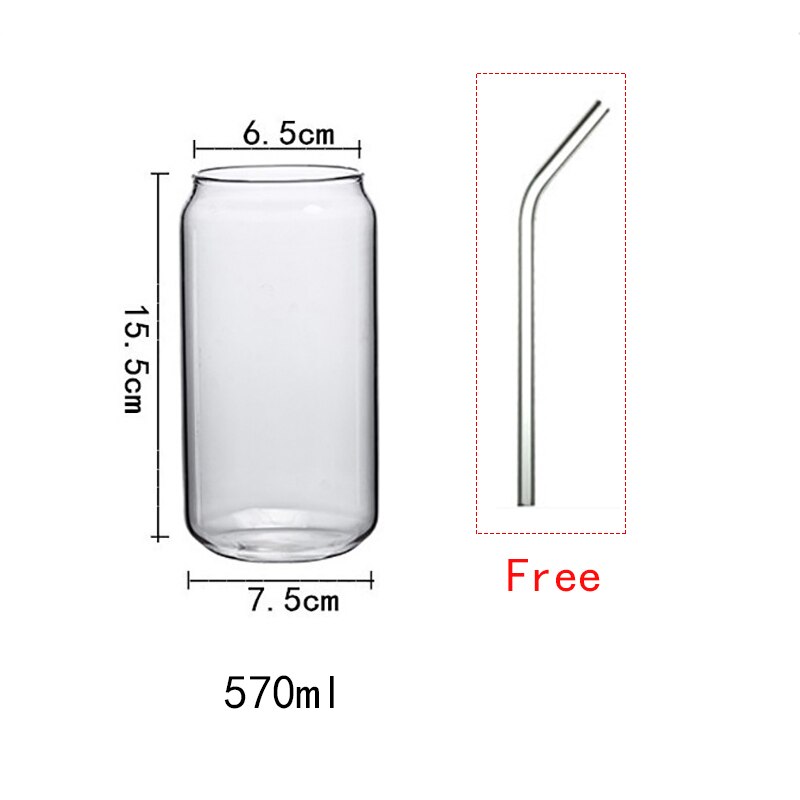 500ml Cola glass cup Nordic minimalist milk beer juice cold drink cups Manual blowing can Japanese drinking utensils with straws