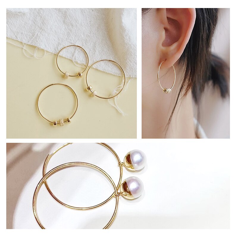 Un par de 14 K de oro llena de anillo de oreja pendiente ganchos para DIY/12/14/16/20 /24/30/40/50/65 MM pendiente joyería Accesorios