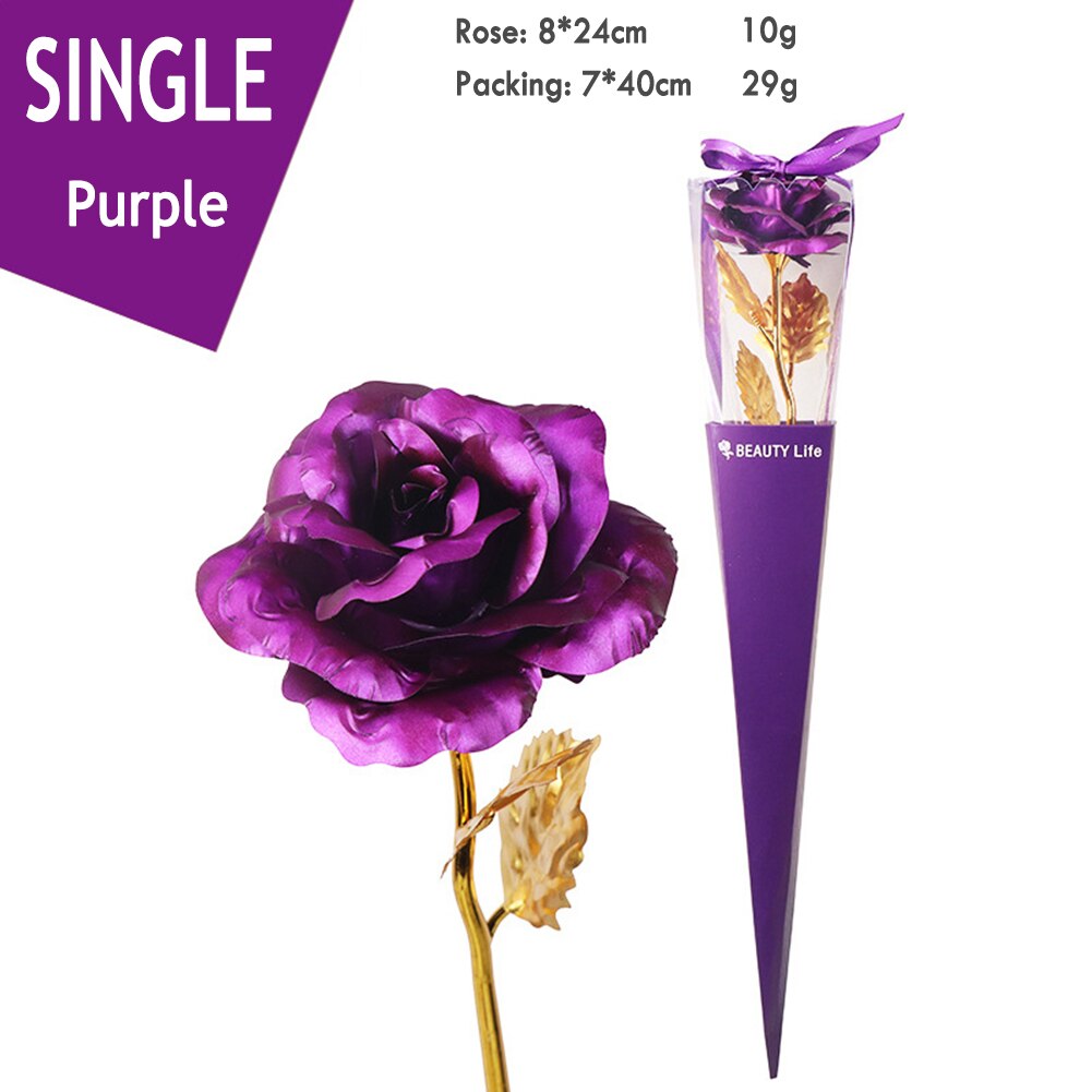 Delicate Gold Foil Rose Flower Box Simulation 24K Valentines Day Christmas Wedding Home Furnishing Decor