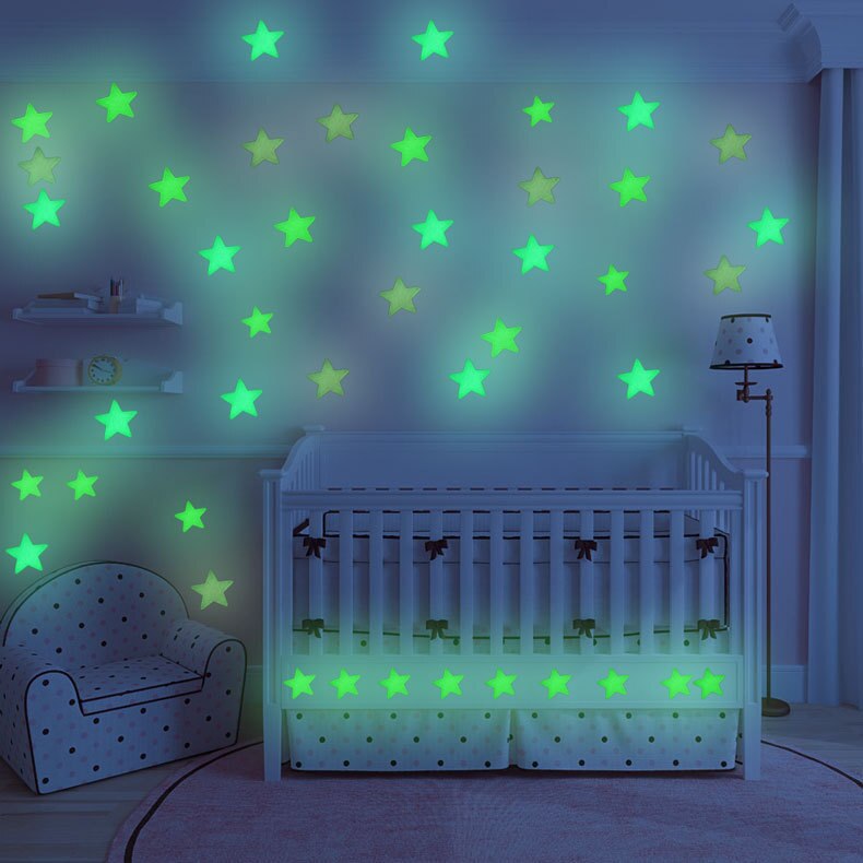 100PC Kids Bedroom Fluorescent Stars Glow Wall StickersGlow in the dark Stickers