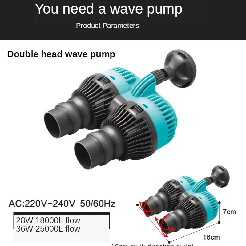 Aquarium Wave Maker Pump Single Double Magnet Head 360 dergee Adjustable Wave Flow Pump for Fish Tank 220/240V Wave Water Pump
