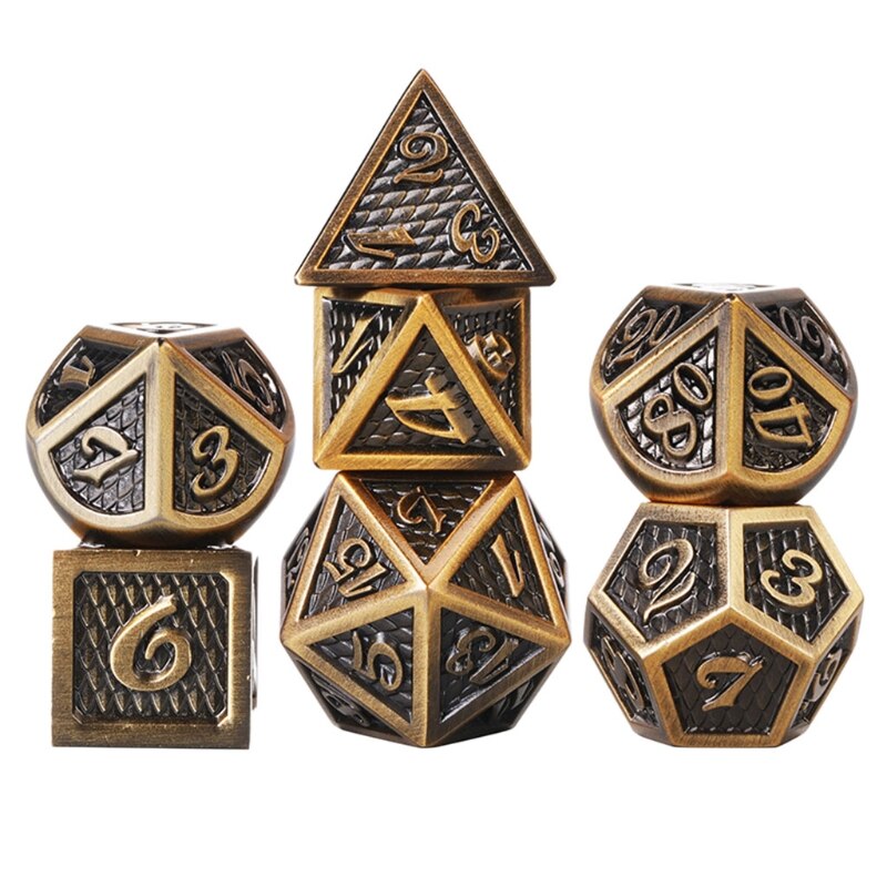 7pcs/set Metal Dice Set RPG MTG DND Metal Polyhedral Dice Role Playing Games: C