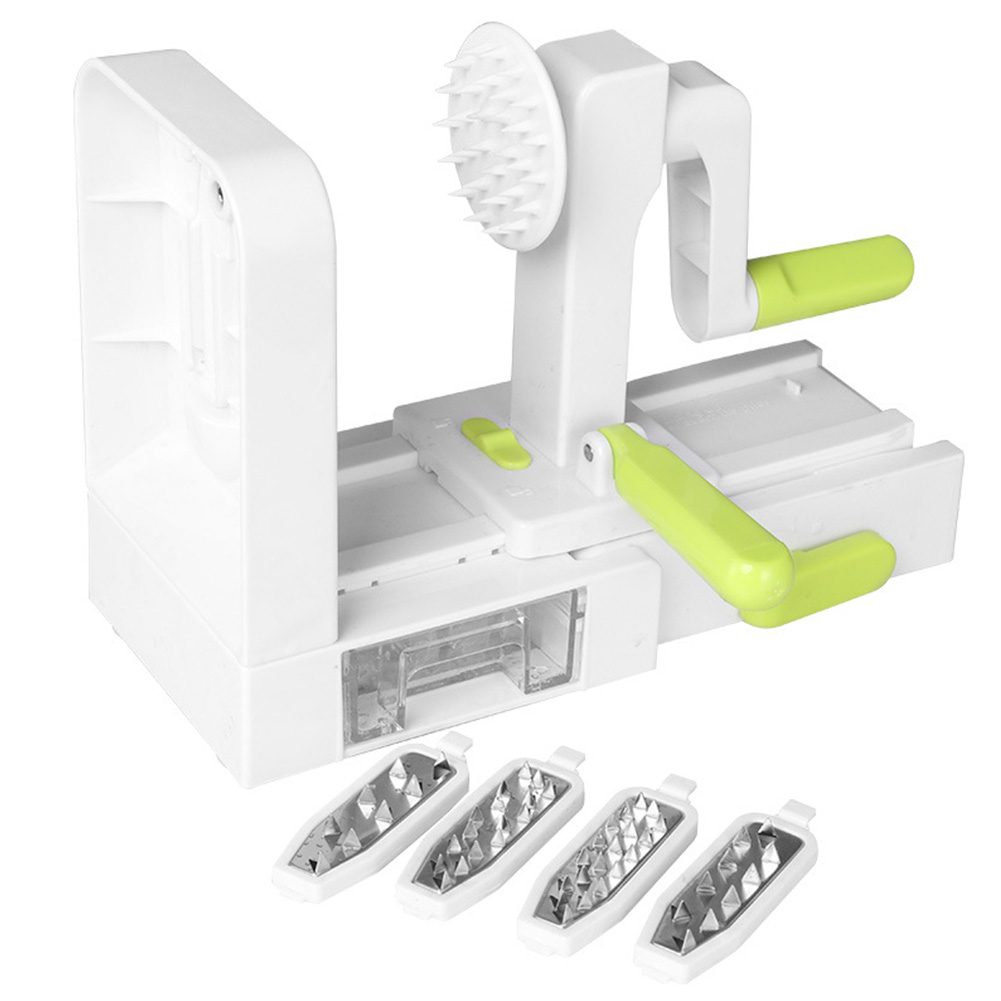 Cortador espiral de verduras, herramienta de cocina de calabacín, Cortador manual de manivela, cortador de frutas ABS, cortador plegable de Pasta de vegetales multipropósito, 4 cuchillas