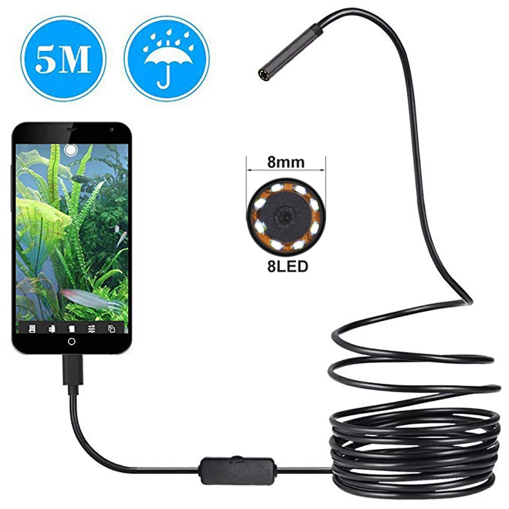 8 MM Lens 1 M/2 M/3.5 M/5 M Harde Kabel Android USB Endoscoop Camera led Licht Borescopen Camera Voor PC Android Telefoon