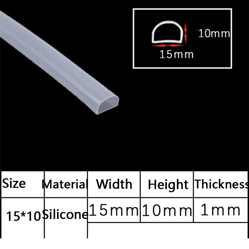 2-10M D Shape Silicone Rubber Sealing Strip Semi Circle Hollow High Temperature Self Adhesive Door Window Sound Insulating Strip