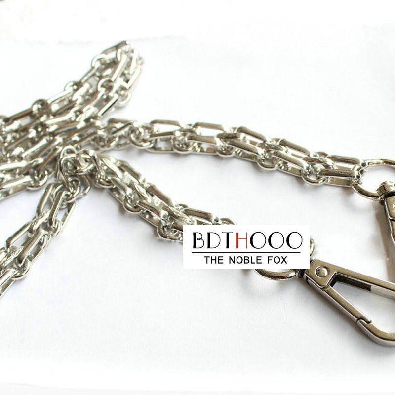 40-160 cm metalen portemonnee ketting stalen tas ketting brede schouderriem voor handtas handvat gesp accessoires 5 kleuren: 1/2" / Zilver