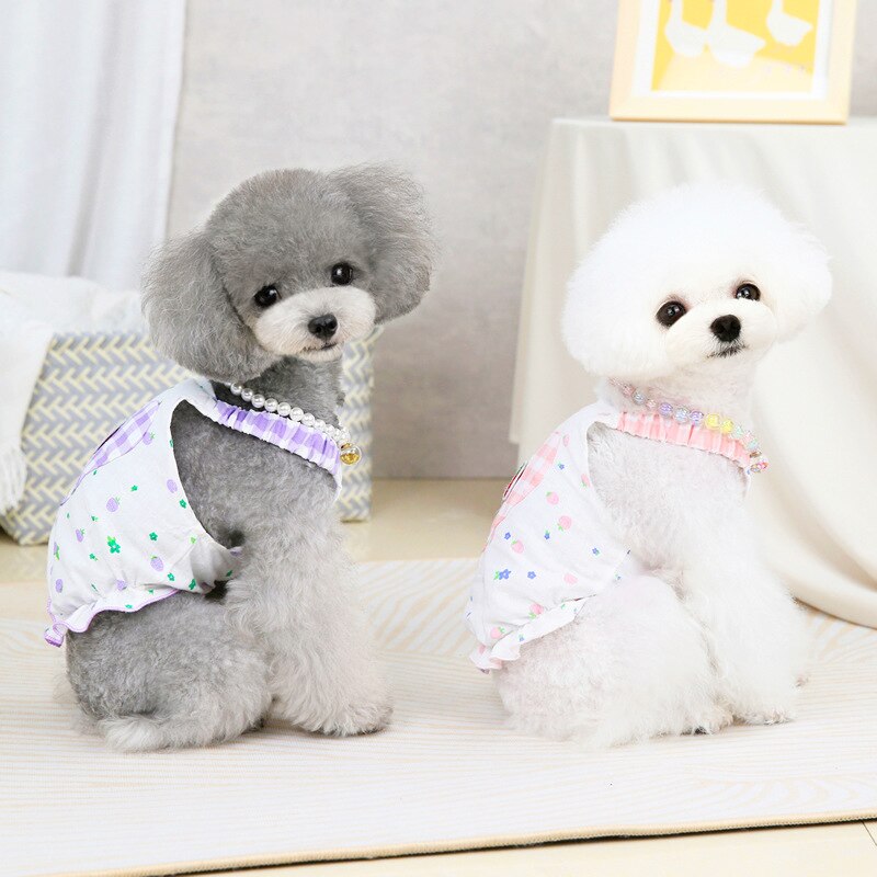 Vêtements d&#39;été pour chien, jupe, Costume, petit, chiot, fraise, cœur, gilet, chat, yorkshire, caniche, poméranien, 2022