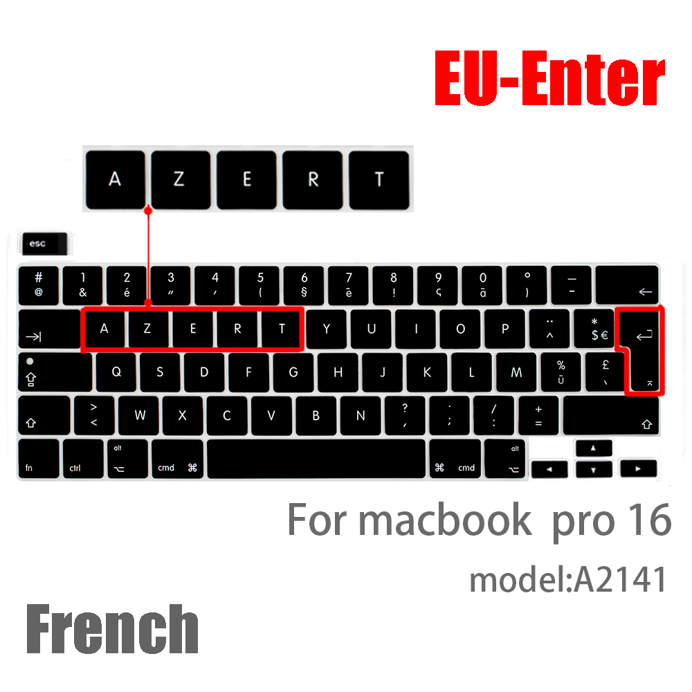 Für macbook Profi 16 tastatur Abdeckung Laptop Schutzhülle Film Profi16 zoll A2141 SILIKON tastatur abdeckung russisch Französisch Spanisch Anzeige: EU-Eintreten Frankreich