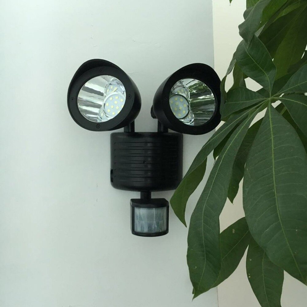 Icoco 22 led dobbelt sikkerhedsdetektor solar spot lys bevægelsessensor projektør udendørs væglampe til havelandskab