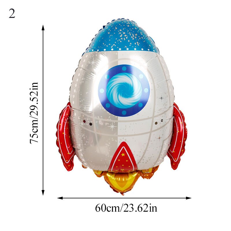 4D Stereoscopic Cartoon Foil Balloons Astronaut Spaceship Rocket Earth Foil Balls Birthday Party Decorations Kids Funny Balloon: 2