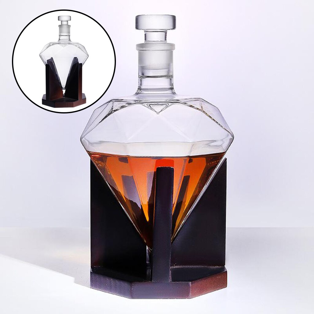 850ml Heart Shape Crystal Diamond Whiskey Decanter Vodka Bourbon Wine Pourer Whisky Dispenser Bar Home Decoration