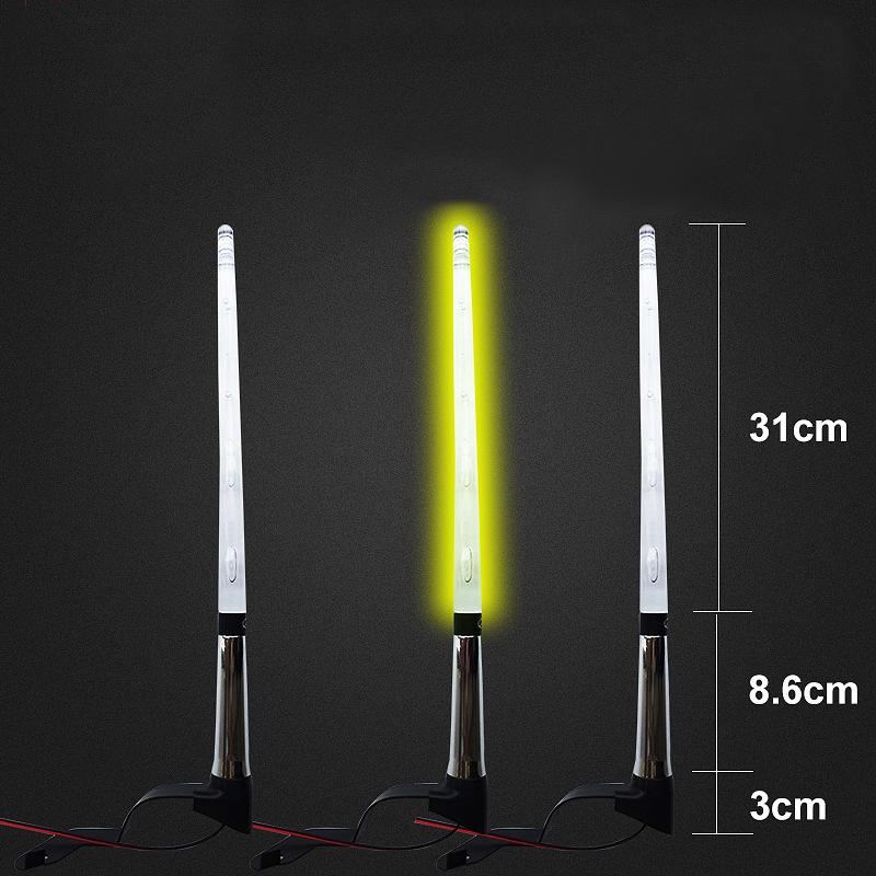 Antena de coche Universal DC 12V, antena de luz externa portátil FM, poste de bandera, señal de luz LED, AM, FM, estilismo para coche