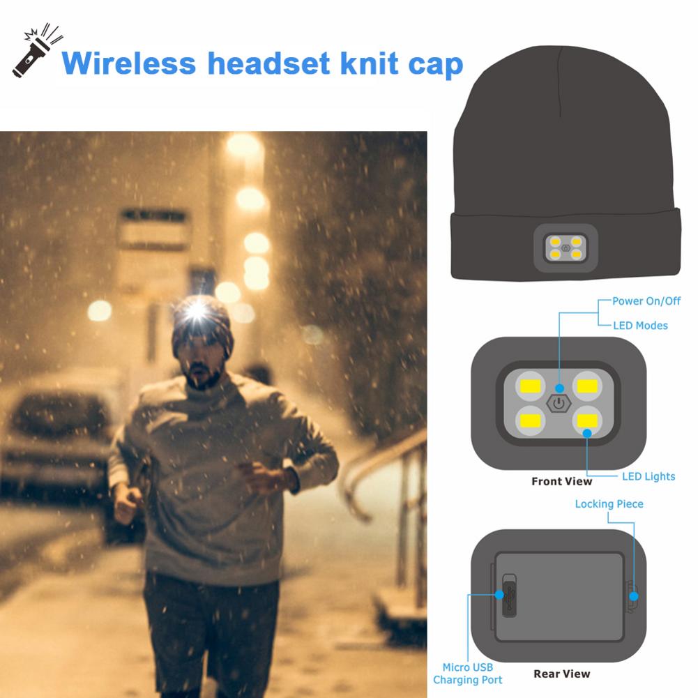 Draadloze bluetooth-muts met muziek, gebreide muts voor buitensporten en hardlopen