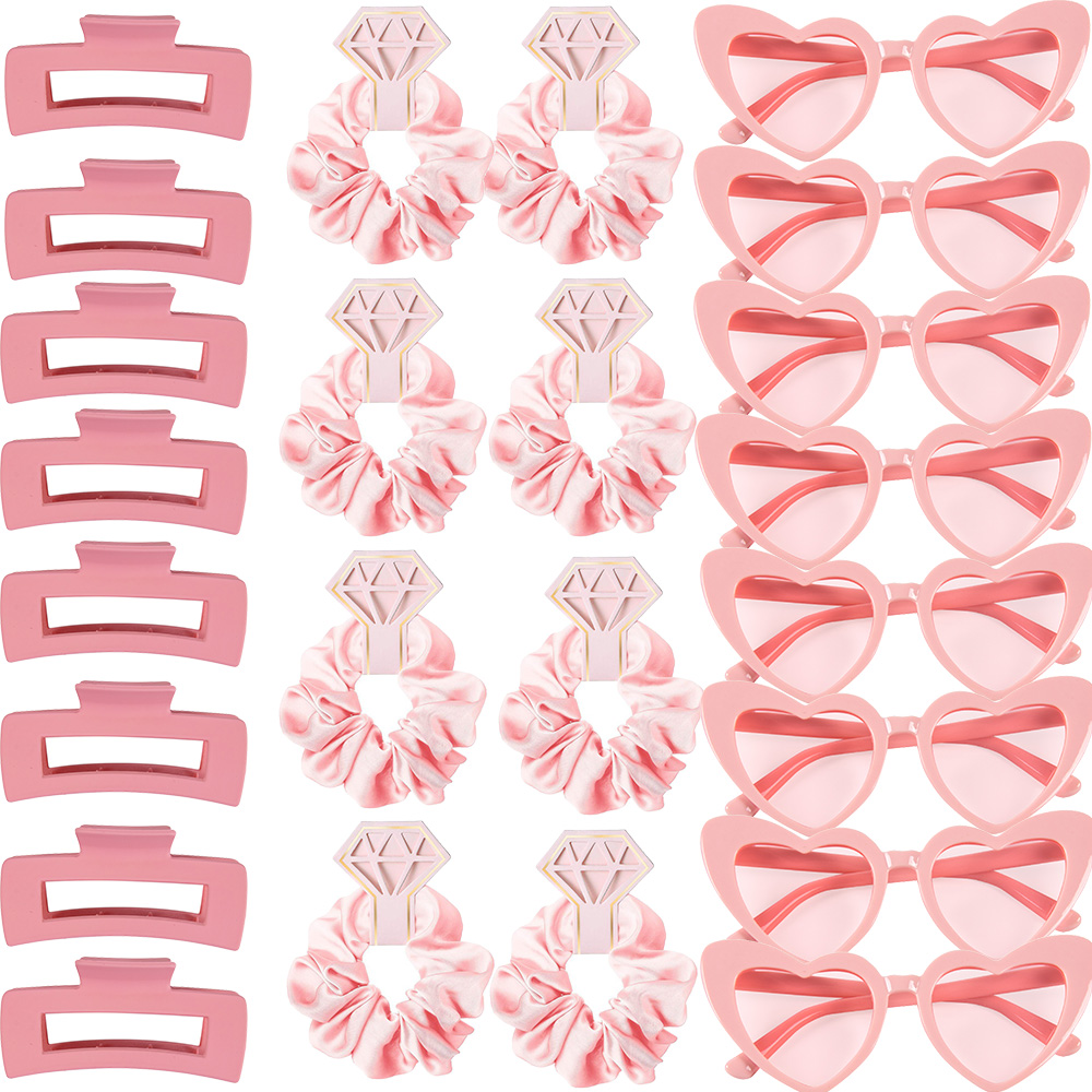 6/8 setzt Brautjungfer Herzform Sonnenbrille Haargummis Scrunchies Haarspangen Bachelorette Hochzeit Brautparty Gastgeschenk Vorschlag: MULTI