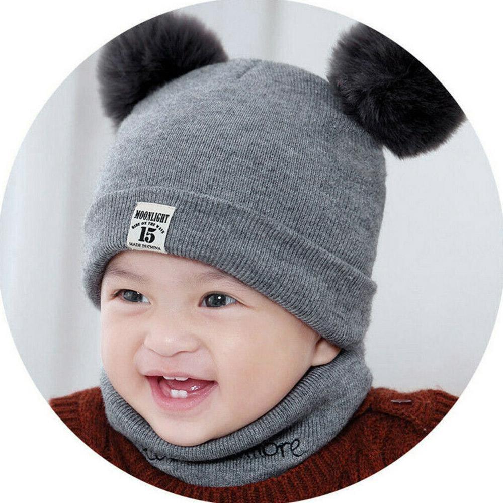 Helt nyfödd baby unge flicka pojke vinter varm stickad lurvig mössa varm solid söt pompom mössa söt boll  v7 d 7