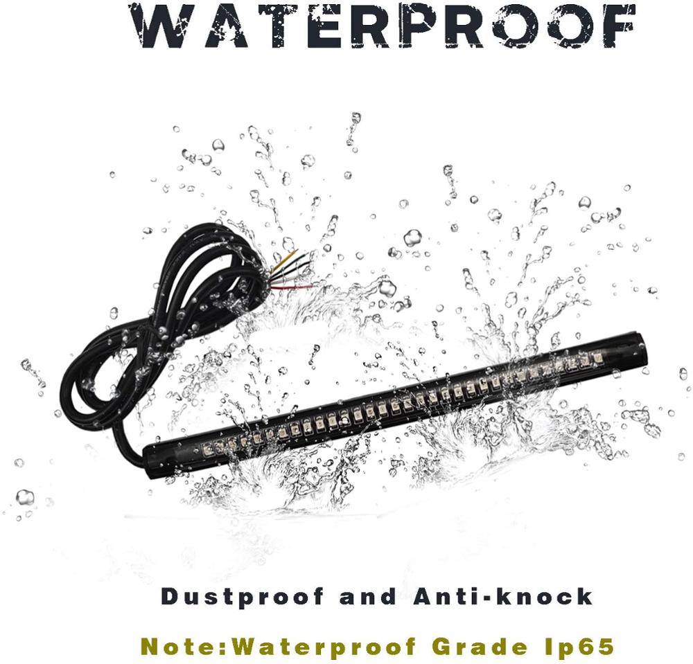 Flexible 32LED Light Strip with Tail Brake Stop Turn Signal Lights All-in-one for Motorcycle Scooter Quad Cruiser Harley