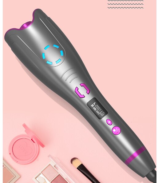 Automatic Hair Curler iron Curling Iron USB Rechargeable Air Curler for Curls Waves LCD Display Ceramic Curling Wave Curler: Grigio / AU
