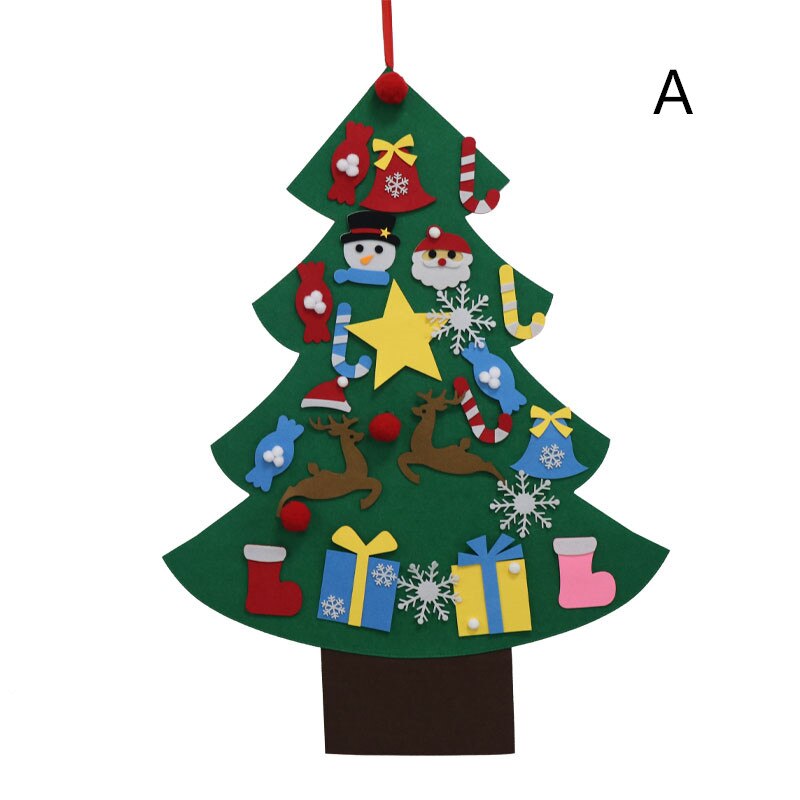 Bricolage feutre arbre de noël nouvel an enfants jouets arbre artificiel tenture murale ornements décoration de noël pour la maison: A