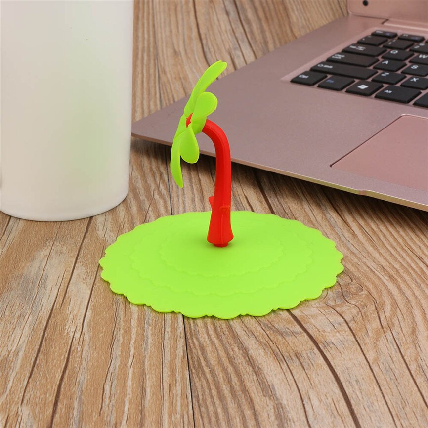 DIY Leuke Zonnebloem Kant Stof Herbruikbare Siliconen Cover Cup Gratis Splicing Thermische Isolatie Cup Seal Cover 0935: green