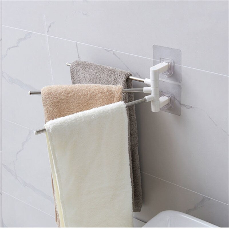 Punch-free Fold Towel Storage Rack Home Wall-mounted Bathroom Toilet Organization Rotate Storage Rod Shopping K127: 3