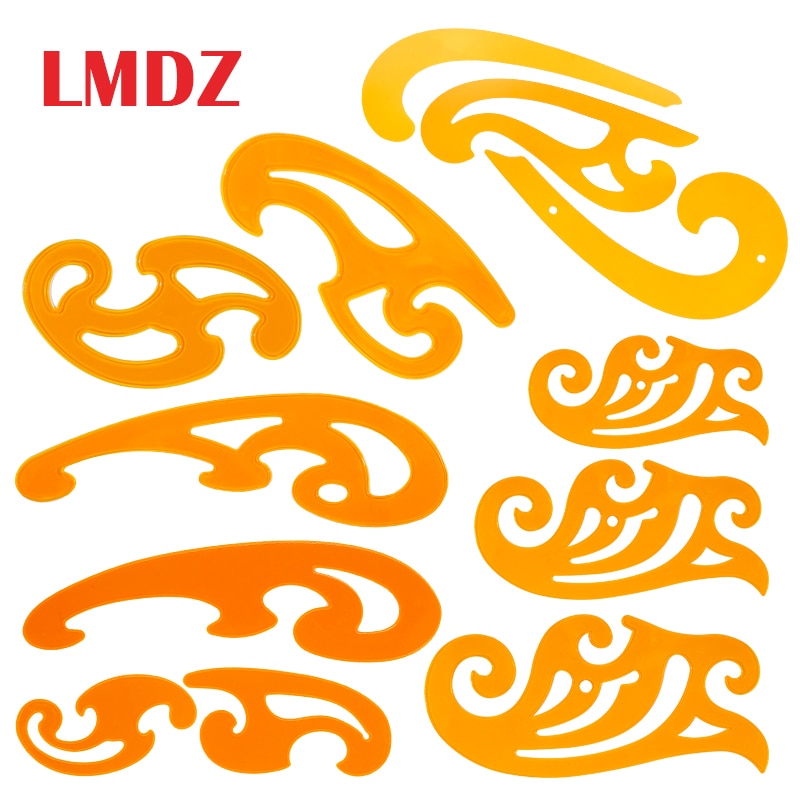 Lmdz 3 st set plast fransk kurv linjal multi moln form ritverktyg kurvmall för konst serier animation /
