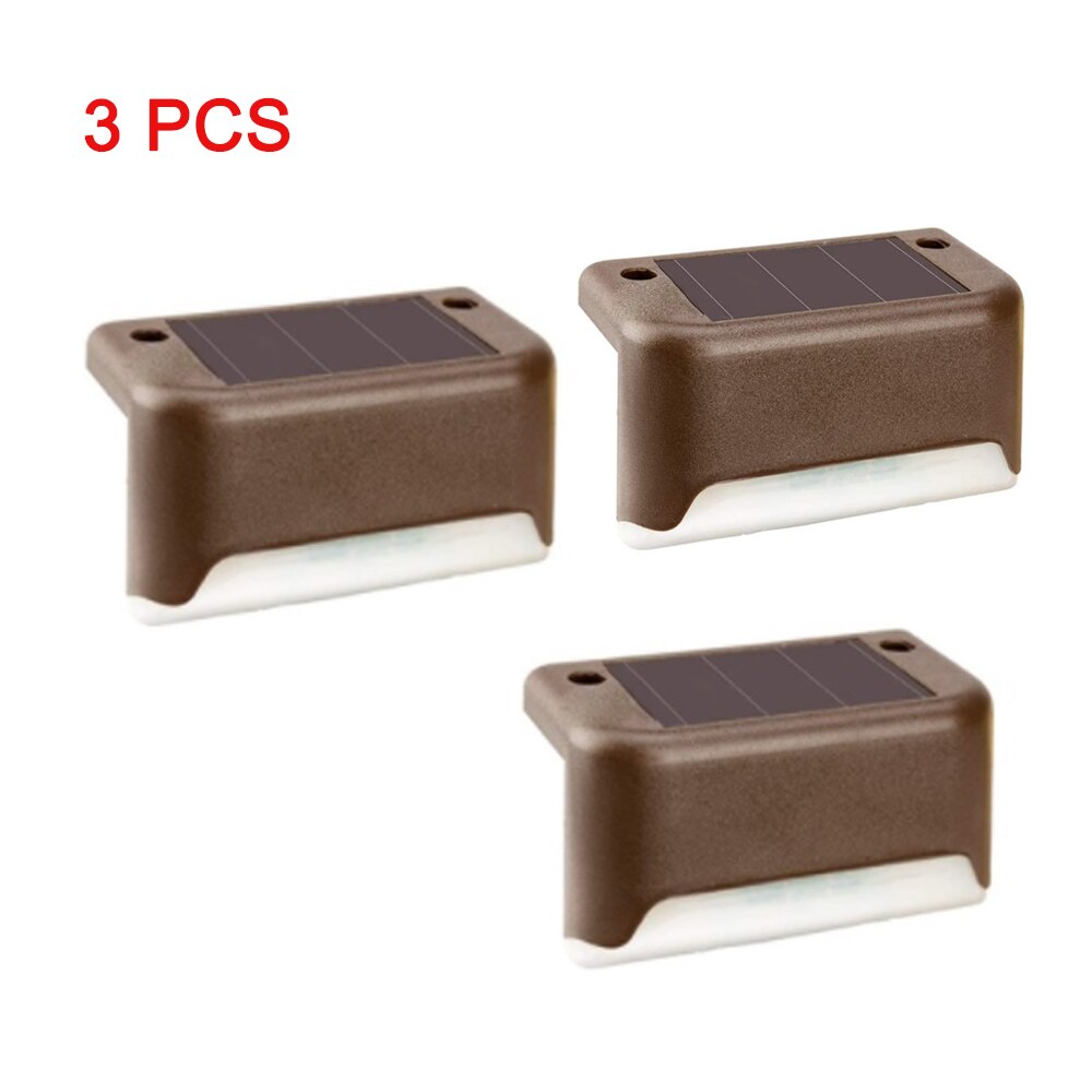 Solar Verlichting Solar Stap Lichten Buiten Waterdichte Led Zonne-energie Tuin Licht Lamp Decoratie Voor Patio Stair Tuin Yard Fence: 3pcs Brown