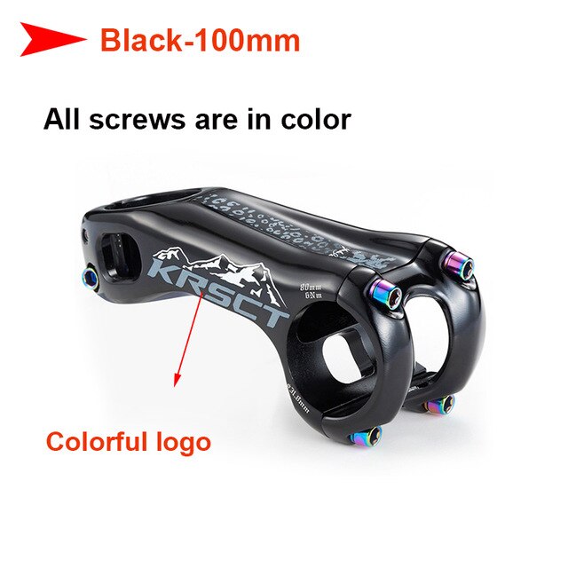 Nouvelle tige de vélo CNC à 20 degrés, 31.8x80/90/100mm: Black-colorful 100mm