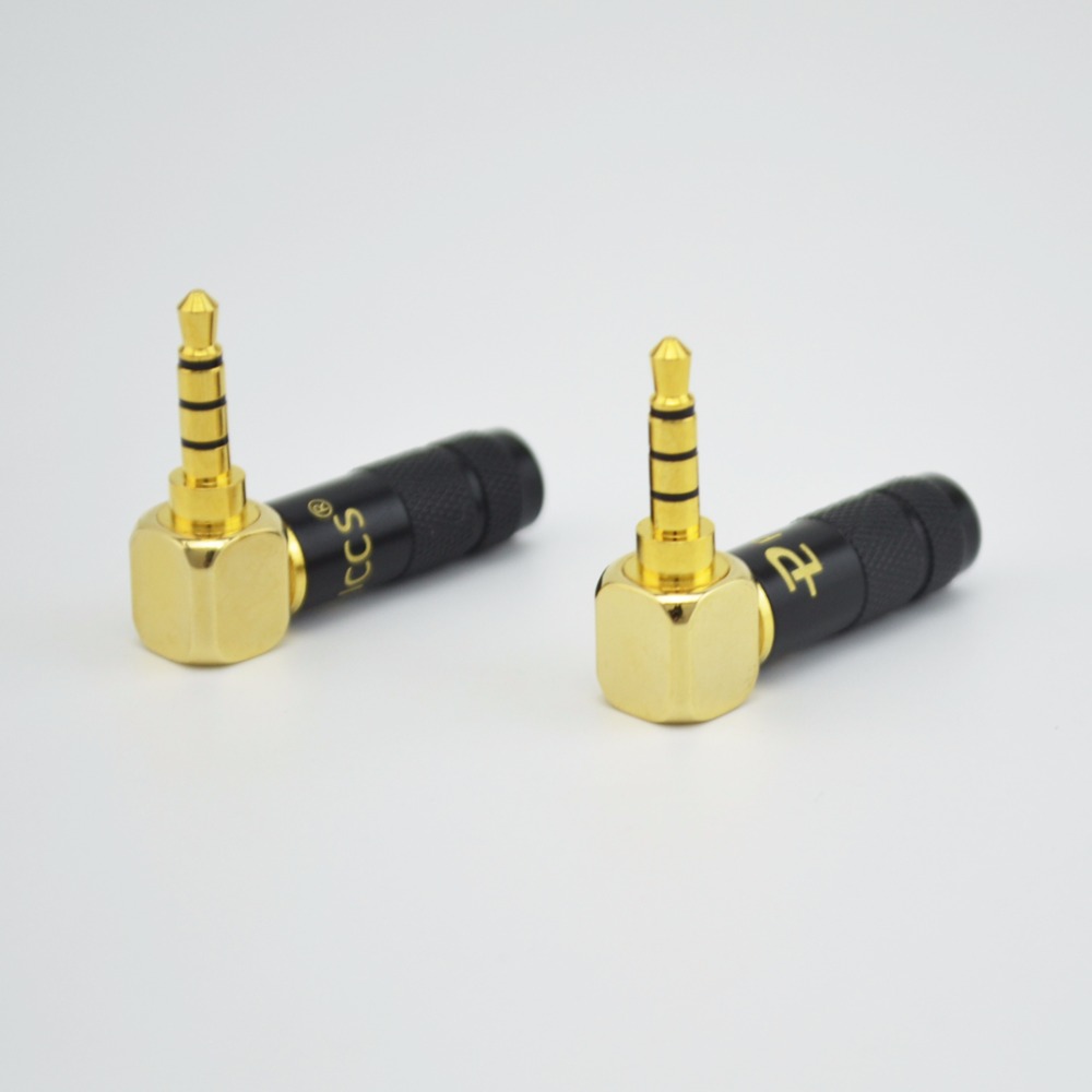 2 pièces 2.5mm 4 pôles mâle prise casque, Angle droit 90 degrés L forme bricolage soudure Plug Mini connecteur
