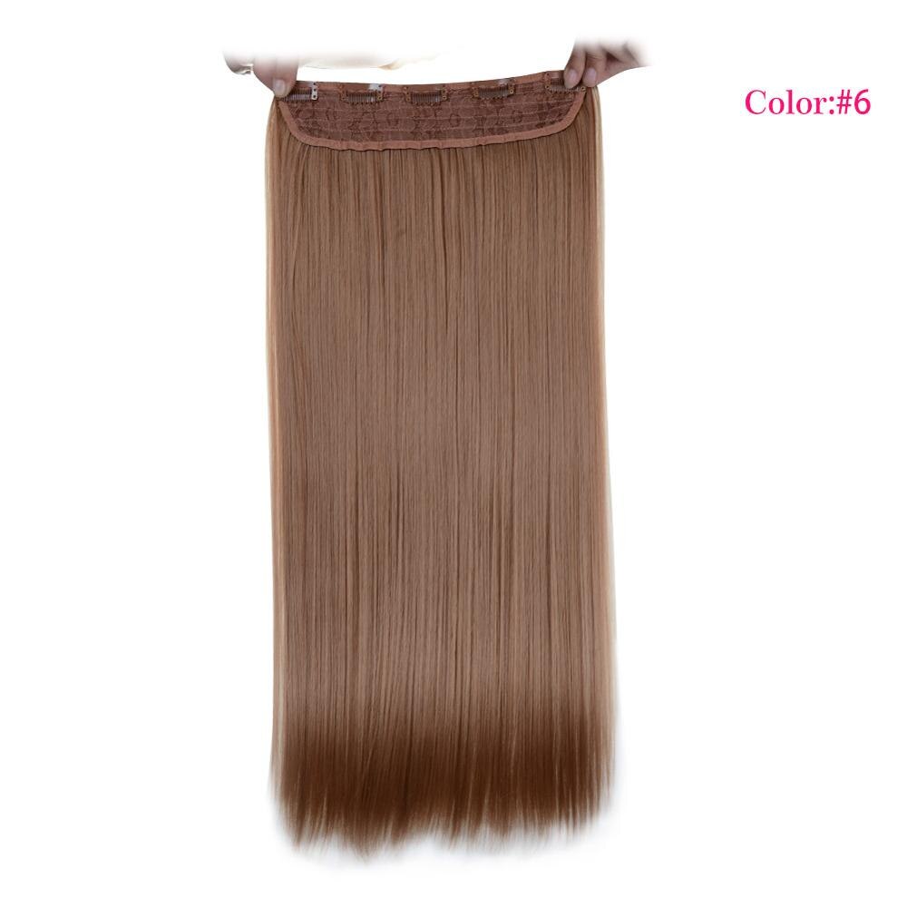Valen Pruiken 22 inch 5 Clips In Een Stuk Pure Kleur Straight Stijl Haar Clip Op Een Stuk Synthetisch Haar extensions Voor Vrouwen: #6