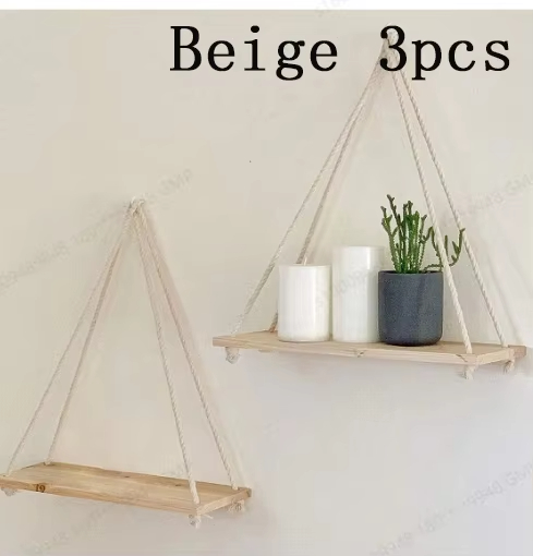 Étagère Murale Flottante en Corde de Chanvre, Balançoire en Bois, Décoration de Jardin, Maison, Salon, Pot de Plantes et de Fleurs, 1 Pièce: Foncé Vert