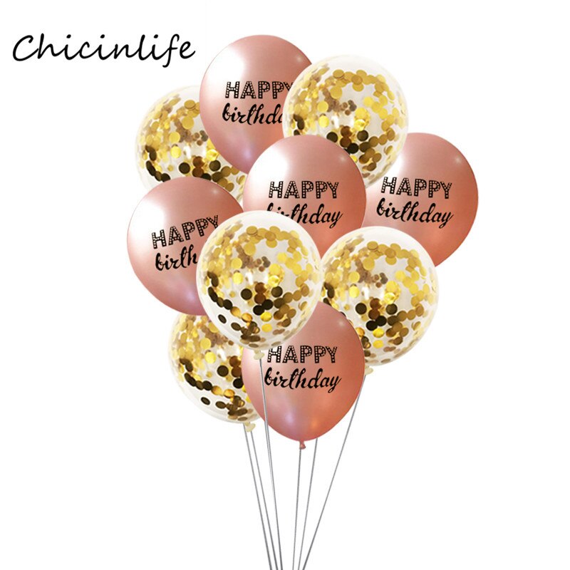 thumbnail interactive-video image 1 of Rose Gold Happy Birthday Banner Decoration Set With Confetti, Tassels & Foil Balloon 1 of 5