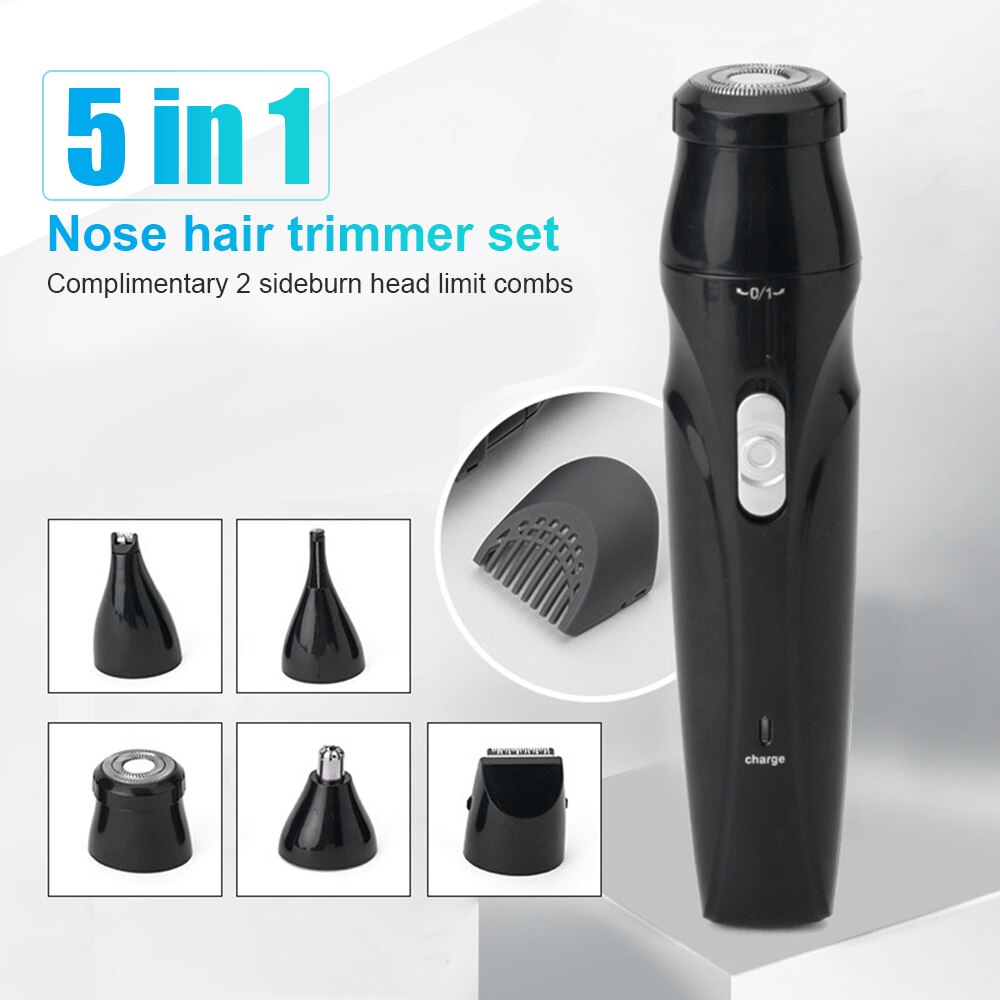 Rasoir électrique 5 en 1 Rechargeable par USB, pour le nez, les oreilles, les cheveux, les sourcils et la barbe