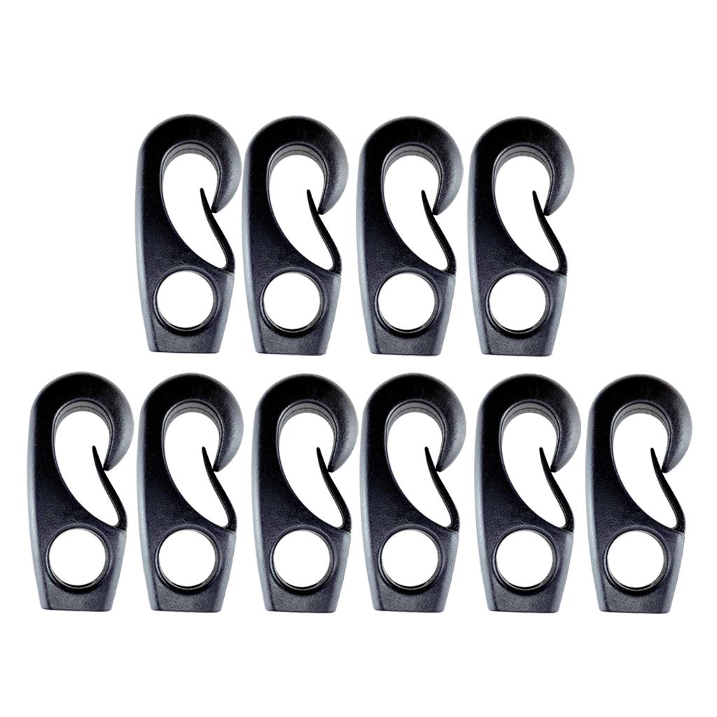 Gazechimp 10 pezzi gancio elastico in nylon riutilizzabile nero per barche gancio per cavo ammortizzatore per shock