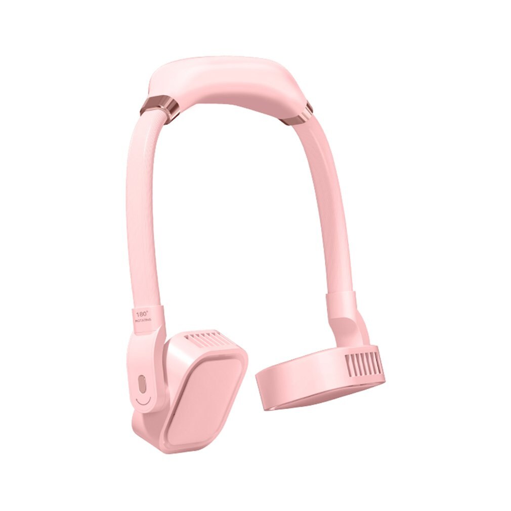 Portable Neck Fan - 4000mAh USB Rechargeable - Bladeless Personal Fan - 12hr Battery Life - ABS Silicone Metal: Pink