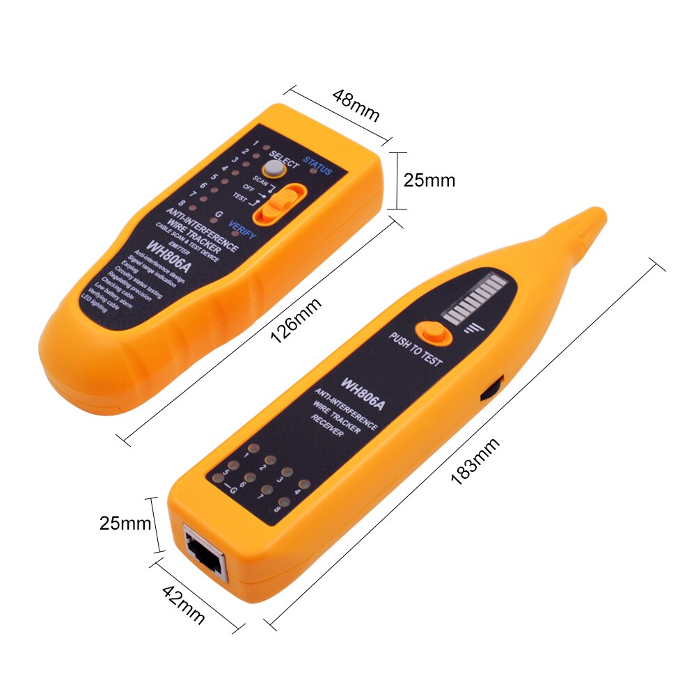 CHIPAL WH806A Cable Tester for BNC Electrical Cable Cat5 Cat5E Cat6 Cat6E RJ45 Telephone Wire Tracker LAN Network Line Finder