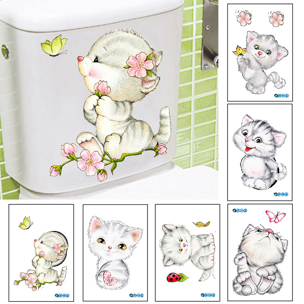 Zdejmowany piękny z motywem kota toaleta wc pokrywka naklejka wodoodporna toaleta dziecko naklejka dekoracje ozdoba domu