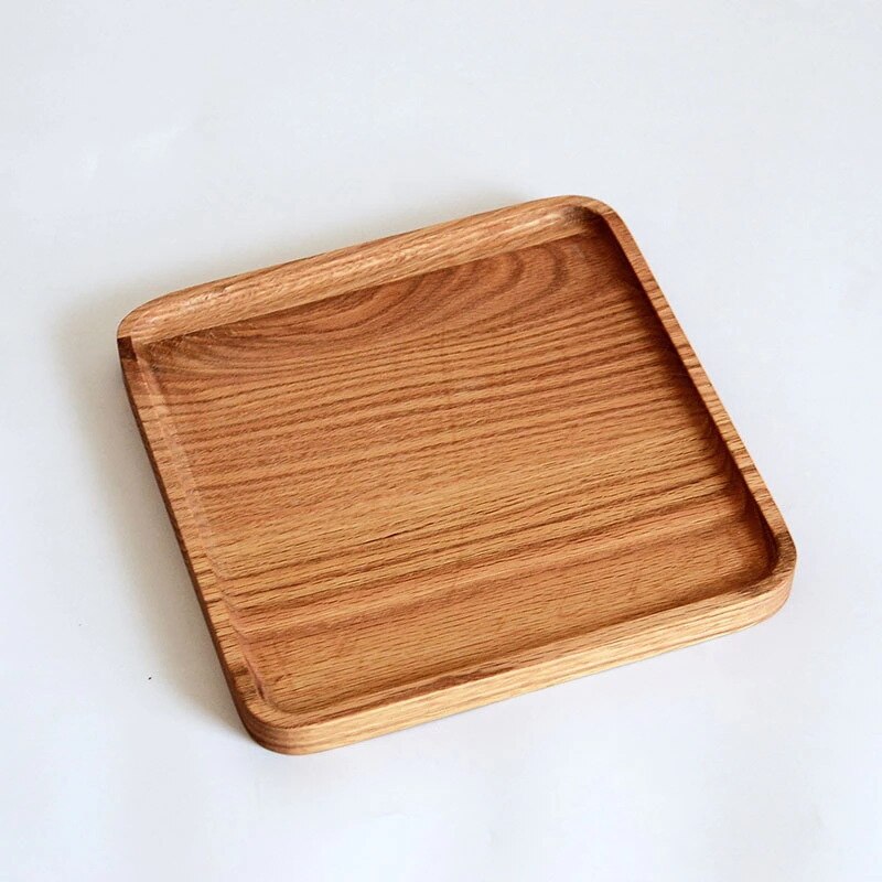 Red Rubber Oval Square Rectangle Storage Plate Fruit Dishes Saucer Tea Tray Dessert Dinner Bread Plates: 23.5x23.5CM