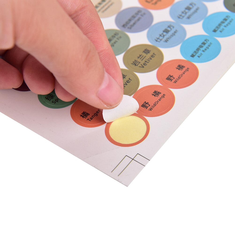 1 Sheet Adhesive Round Paper Sticker Labels Printed Essential Oil Bottles Cap Lid Labels Round Circle Stickers Colorful
