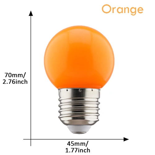 Farvet led-pære  e27 220v g45 3w 6 farver rgb-lampe led-lampe dekoration julelamper husholdningspære: Gul / 20 stk