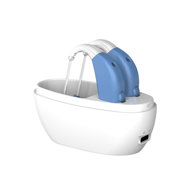 Draagbare Oplaadbare Gehoorapparaat Geluid Versterker Magnetische Opladen Ouderen Oor Hoortoestel Voor Doven Slechthorenden: Blue with US Plug