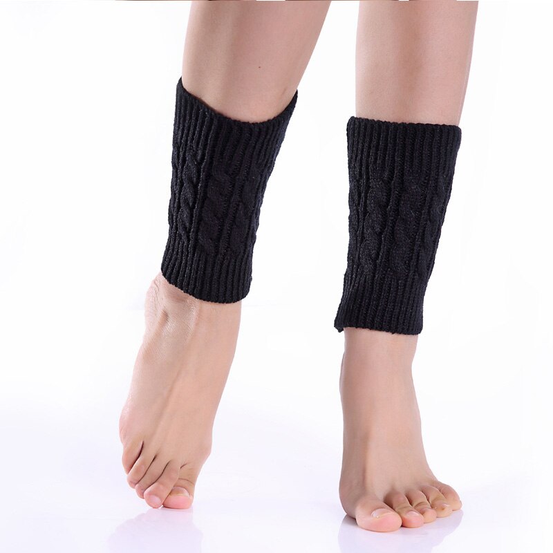 Yoziron dames winter effen gebreide zwarte beenwarmers meisjes gebreide kniekousen herfst beenwarmers enkelwarmers dames laarzen sokken