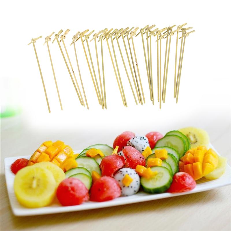 100 Stuks Wegwerp Bamboe Knoop Spiesjes Bamboe Knoop Picks Bamboe Picks Cocktail Picks Met Twisted Uiteinden Voor Cocktail Party