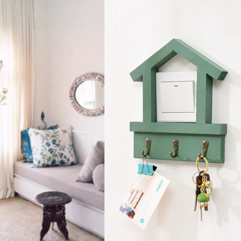 Small House Solid Wood Switch Sticker Protective Case Log Belt Hook Retro Home Decoration Wall Socket Light Switch Sticker