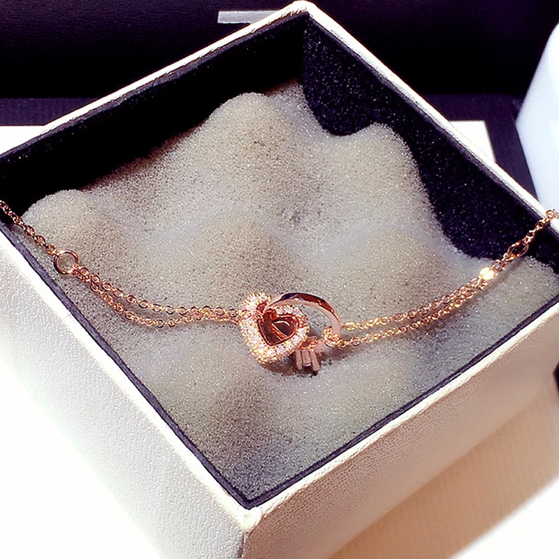 Komen Mode Liefde Hart Gesp Ketting Armband Top Aaa Shine Bling Zircon Bangles Best Sieraden Hanger