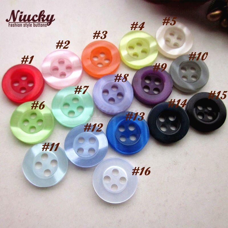 Niucky 11mm 4 gaten platte rand 16 kleuren kleurrijke ripple shirt button voor naaien diy craft accessoires levert R0201-044